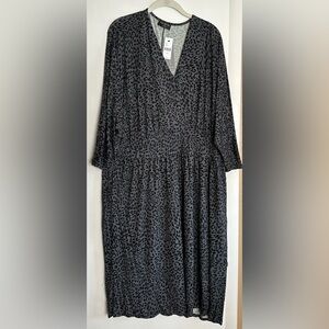Lane Bryant Leopard Print Midi Dress 24W Plus Size Long Sleeve NWT